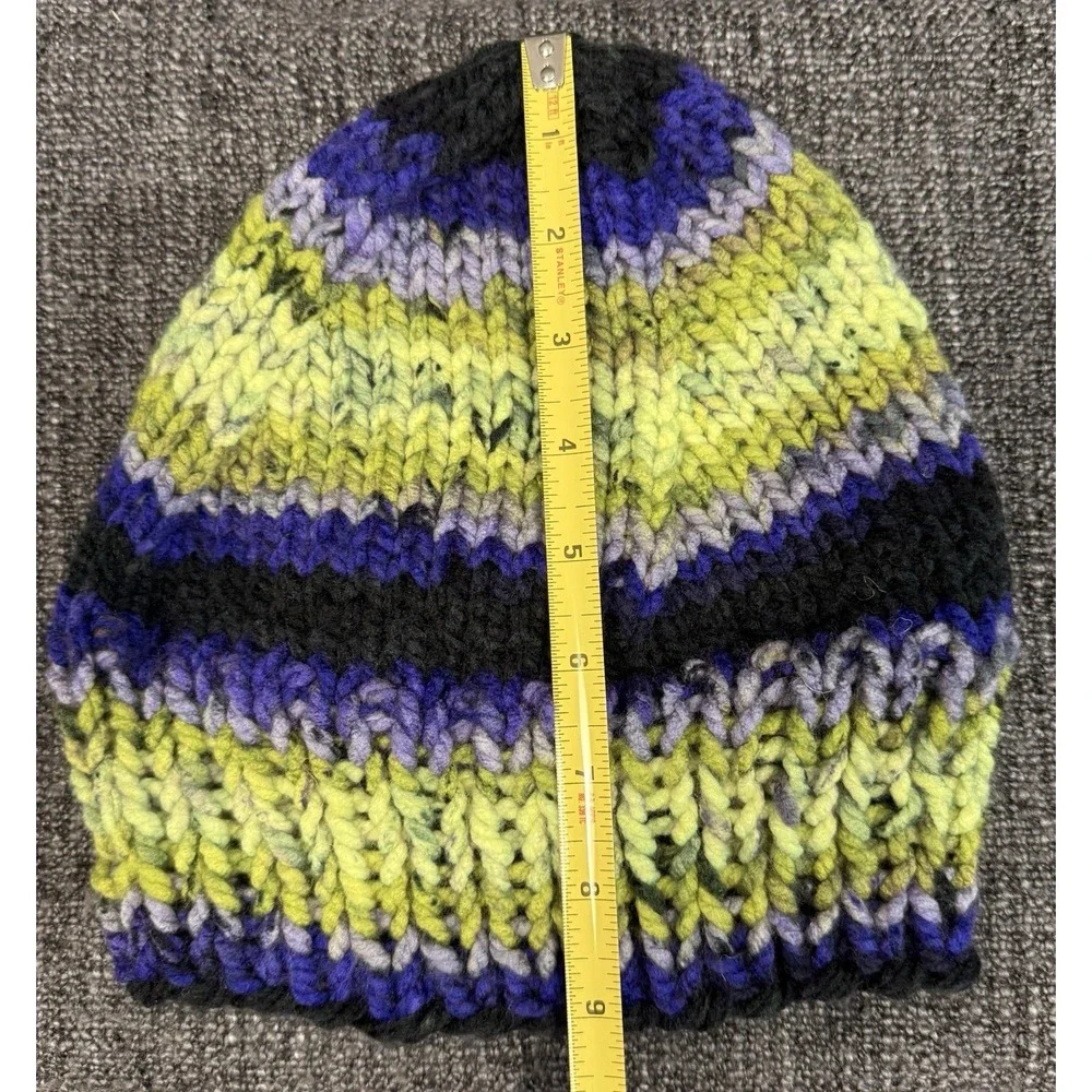 Handmade Chunky Knit Beanie Hat L XL Slouchy Acrylic Winter Cap Unisex